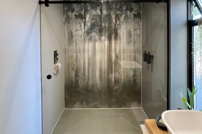 matt black glass shower